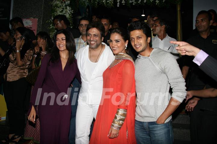 Sushmita Sen, Govinda, Lara Dutta and Riteish Deshmukh at their film ''Do Knot Disturb'' premiere at Fame in Mumbai