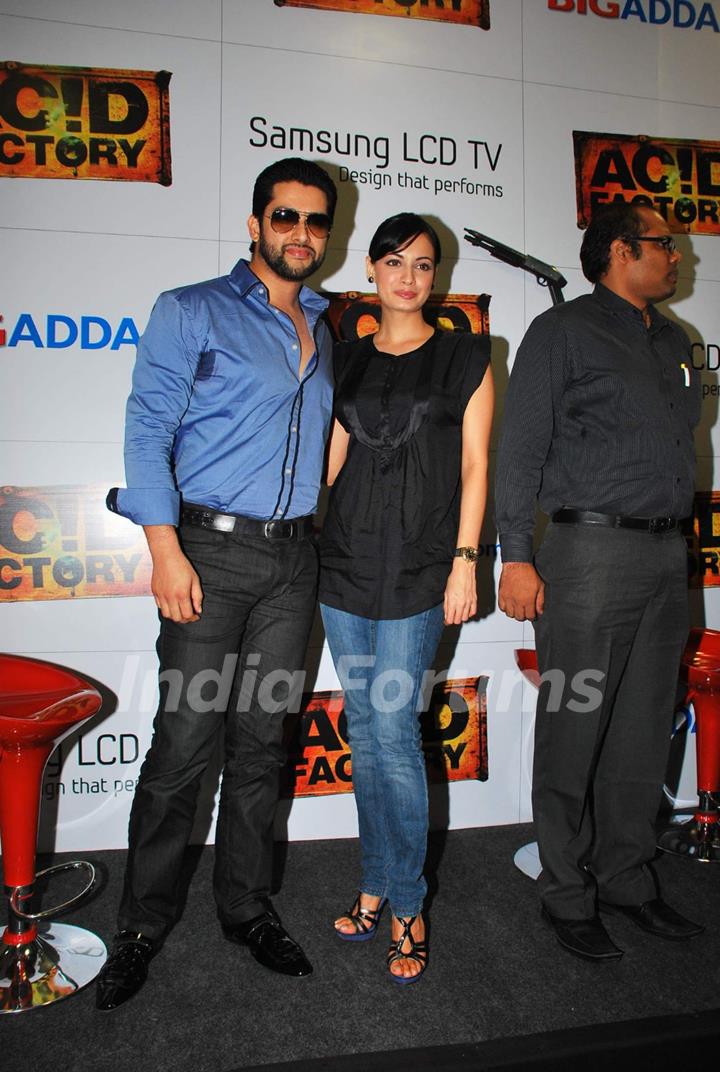 Aaftab Shivdasani and Diya Mirza at Big Adda Acid Factory press conference, Andheri East