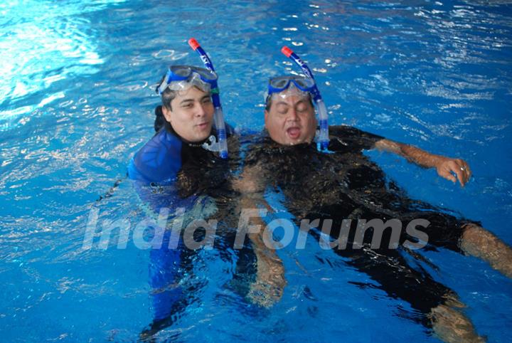 Cyrus Broacha and Kunal Vijaykar promote Fruit N Nut film at Bandra in Mumbai