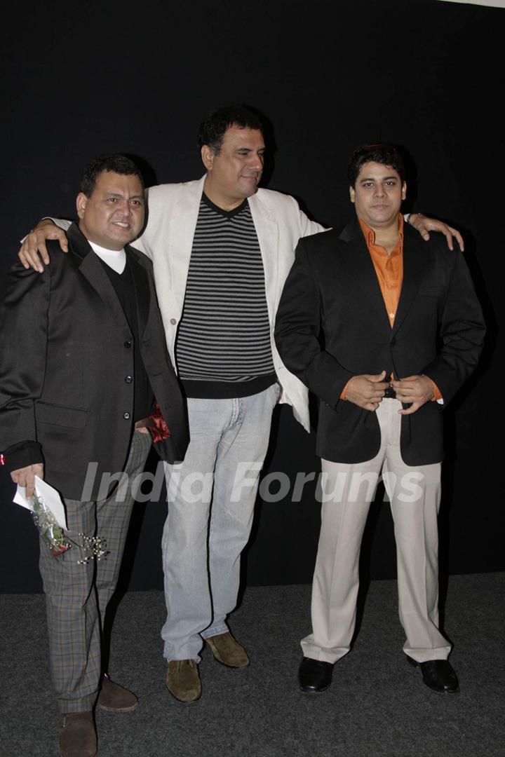Bollywood actors Cyrus Broacha and Boman Irani at a promotional event for their forthcmong movie &quot;Fruit N Nut&quot; in Mumbai