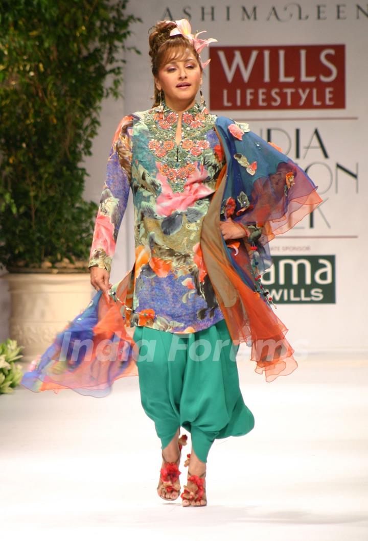 Jayaprada on the ramp during &quot;The Ashima and Leena Show&quot; at the Wills Lifestyle India Fashion Week in New Delhi on Saturday 24 Oct 09