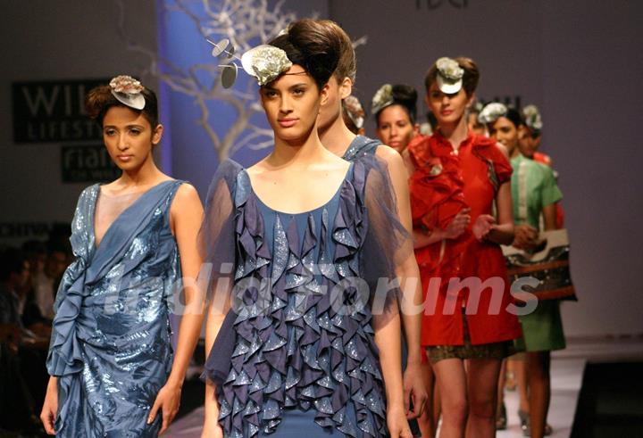 A Model showcasing designer Varun Bahl''s creation at the Wills Lifestyle India Fashion Week in New Delhi on Monday 26 Oct 2009