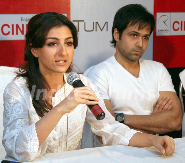 Soha Ali Khan and Imran Hasmi in the press meet of their new film ''''Tum Mile'''' in a city multiplex in Kolkata on Friday