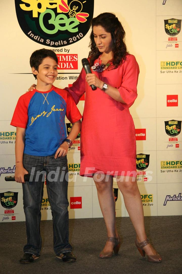 Bollywood Child Actor Darsheel Safary and Tisca Chopra at the Launch of ''HDFC Standard Life Spell Bee- India Spells 2010'' in Mumbai on Wednesday, 11 November 2009