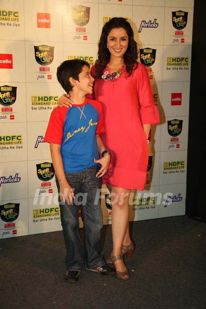 Bollywood Child Actor Darsheel Safary and actress Tisca Chopra at the Launch of ''HDFC Standard Life Spell Bee- India Spells 2010'' in Mumbai on Wednesday, 11 November 2009