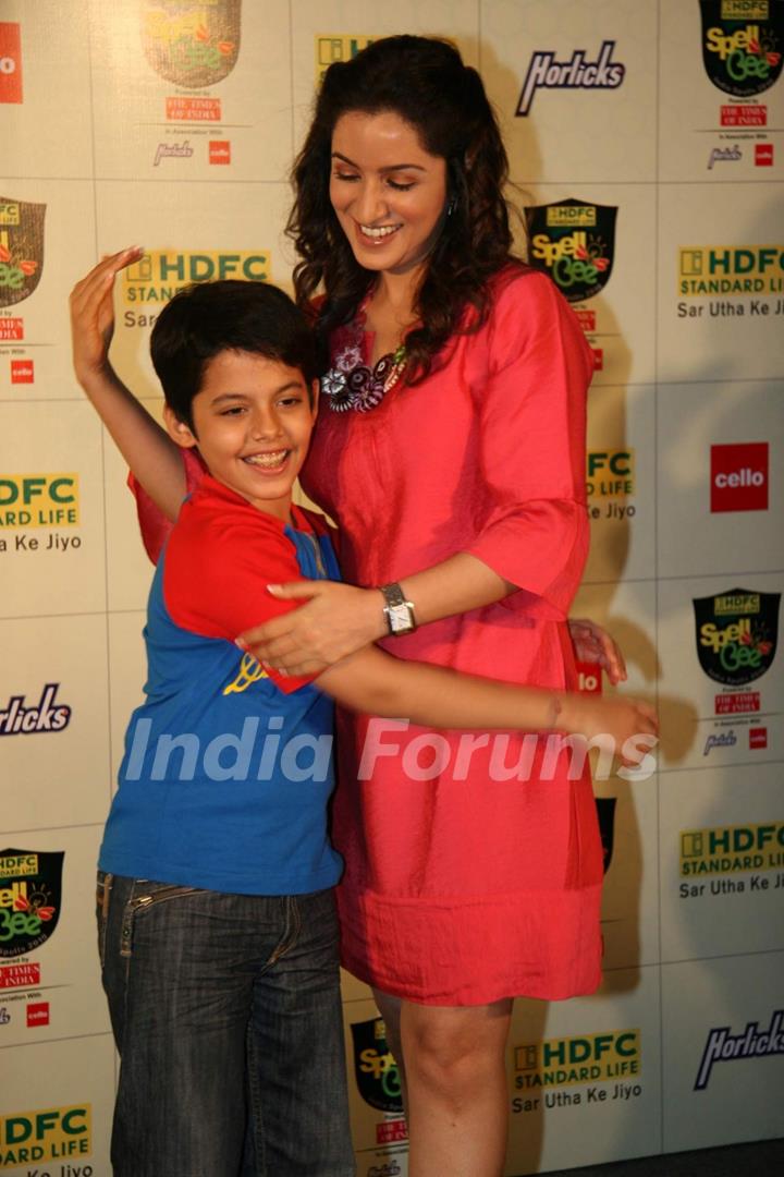 Bollywood Child Actor Darsheel Safary and actress Tisca Chopra at the Launch of ''HDFC Standard Life Spell Bee- India Spells 2010'' in Mumbai on Wednesday, 11 November 2009