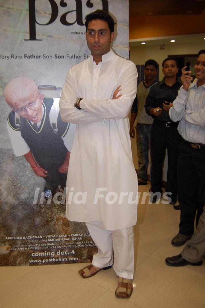 Bollywood Actor Abhishek Bachchan during the promotion of forthcoming film ''Paa'' at BIG FM 927 in Mumbai on Monday, 16 November 2009