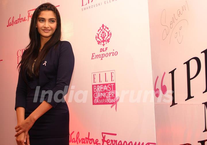 Actress Sonam Kapoor at a Breast Cancer Campaign at the DLF Emporio Mall in New Delhi on Saturday