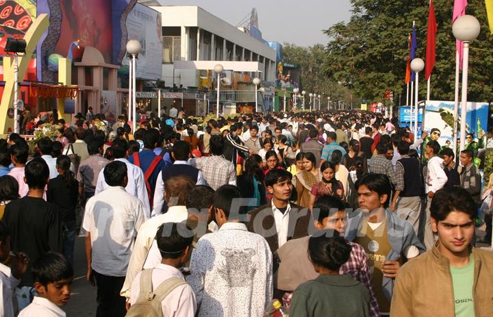 Crowd at India International Trade Fair at Pragati Maidan in New Delhi on Thursday 26 Nov 2009