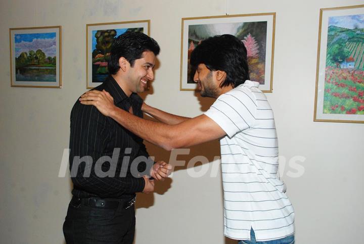 Ritesh Deshmukh and Aftab Shivdasani at SPJ Sadhana School Exhibition at Art & Soul Gallery, Worli