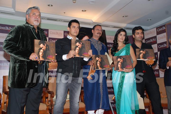 Bollywood actor Aamir Khan, Katrina Kaif and Karan Johar at &quot;Cineblitz Gold&quot; issue launch in Taj Lands End