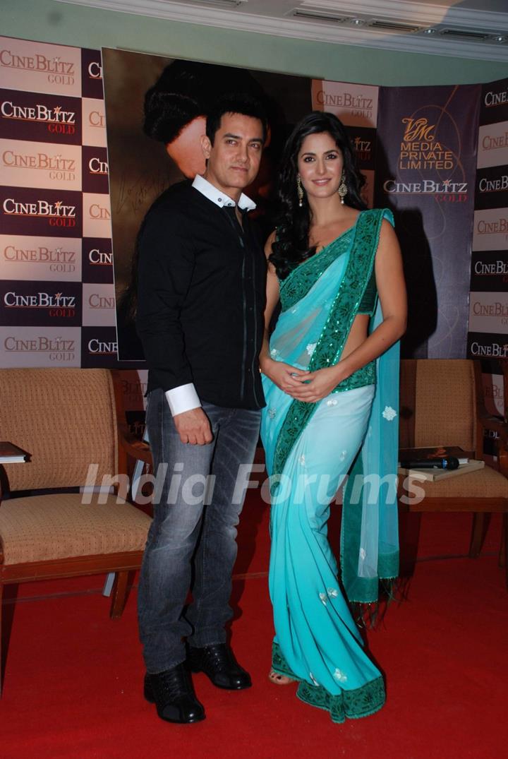 Bollywood actor Aamir Khan and Katrina Kaif at &quot;Cineblitz Gold&quot; issue launch in Taj Lands End