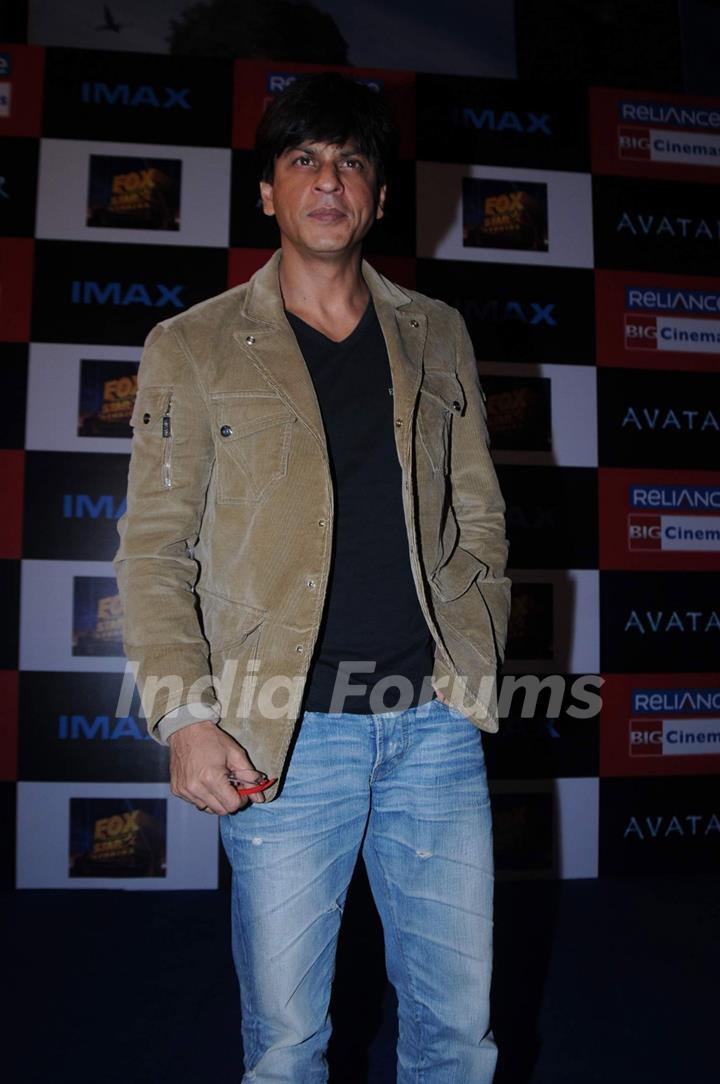 Bollywood star Shah Rukh Khan at the premier of Hollywood movie &quot;Avataar&quot; at INOX