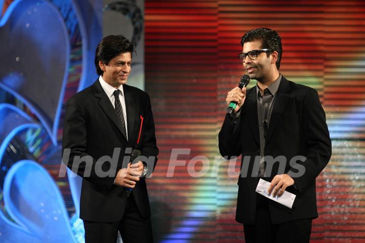 Karan Johar and Shah Rukh Khan at Police Show at Andheri Sports Complex