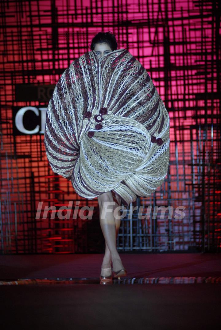 A model walking at designer Rohit Bal Show at Chivas Studio in Grand Hyatt Mumbai on Sunday Night