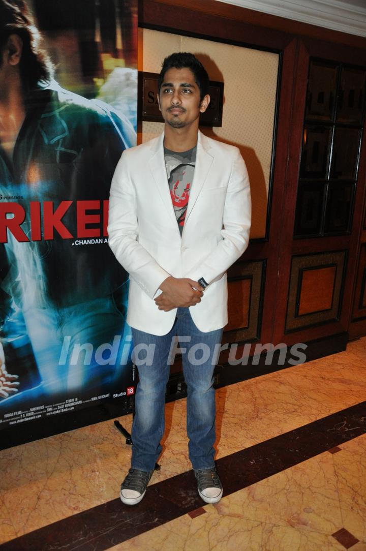 Bollywood actor Siddharth at the music launch of &quot;Striker&quot; in Mumbai