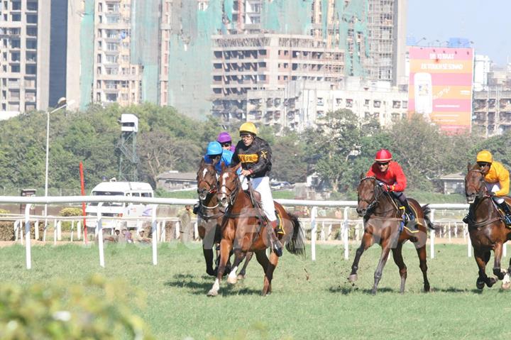 Bollywood actor Salman Khan rides a horse at Hello Million race in Mumbai