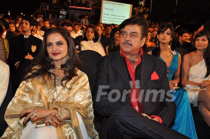 Rekha and Shatrughan Sinha at Stardust Awards 2010 in Mumbai