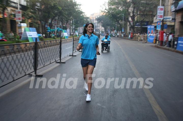 Bollywood actress Genelia D''Souza at Marathon High Res in Mumbai