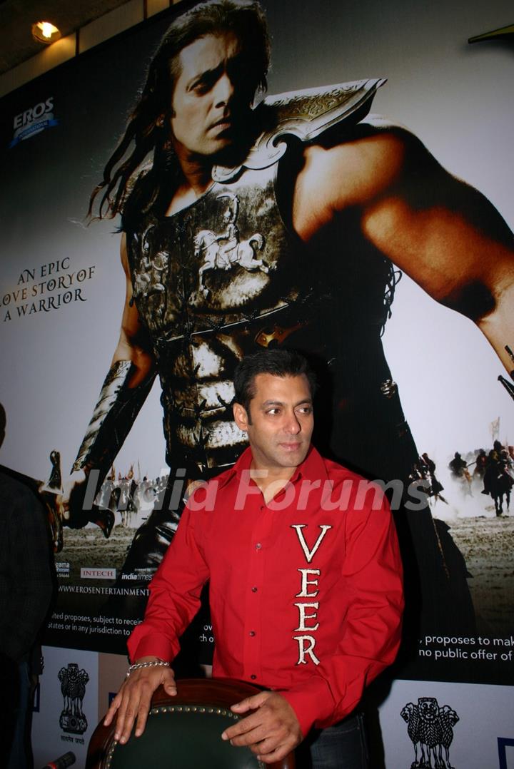 Bollywood actor Salman Khan in New Delhi to promote his film ''''Veer'''' on Tuesday 19 Jan 2009