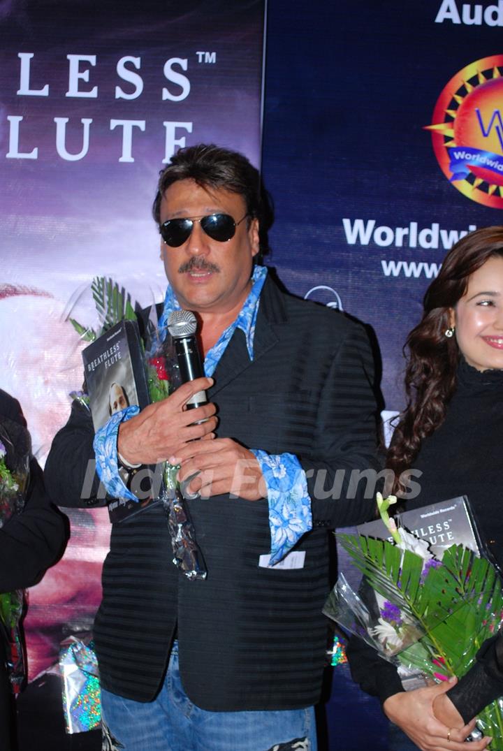 Bollywood actor Jackie Shroff pose for the photographers during his album launch of &quot;Breathless Flute&quot; in Mumbai