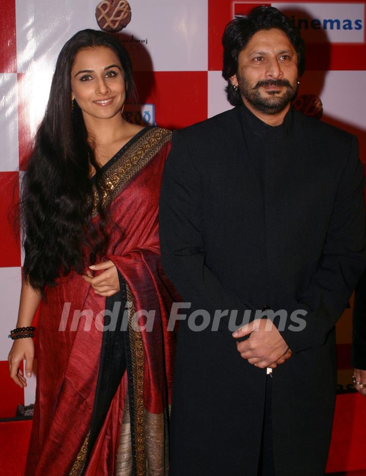 Bollywood actors Arshad Warsi and Vidya Balan during a promotional event for film Ishqiya in New Delhi on Thursday