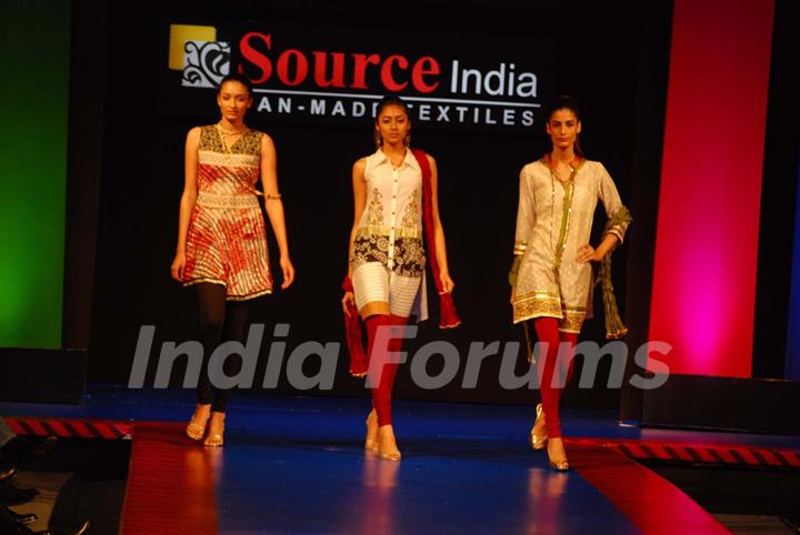 Top model walk the ramp on the Day 2 of Source Fashion Show at Grand Hyatt in Mumbai (Photo: IANS