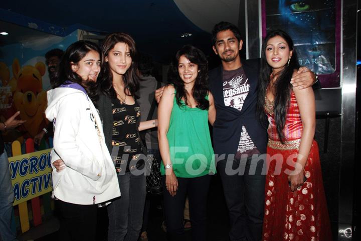 Bollywood actors Shruti Hassan and Siddharth Narayan at the special screening of film &quot;Striker&quot;