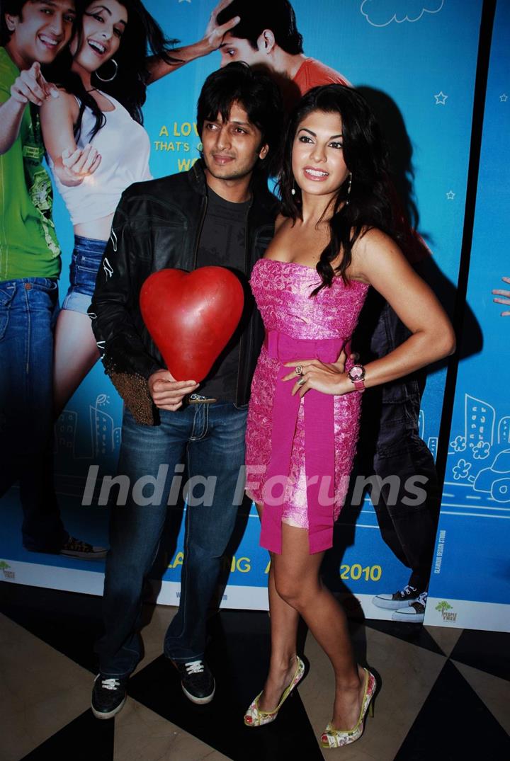 Ritesh and Jacqueline at Valentine Day premiere with promotion of film &quot;Jaane Kahan Se Aayi Hai&quot; at PVR, Juhu in Mumbai