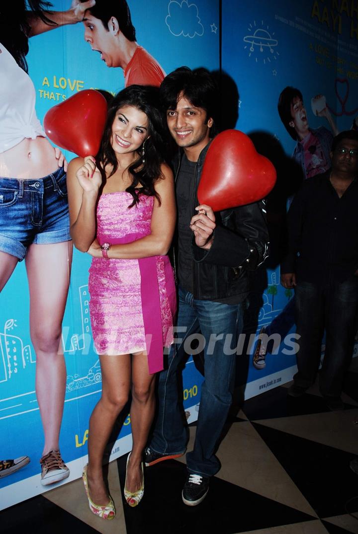 Ritesh and Jacqueline at Valentine Day premiere with promotion of film &quot;Jaane Kahan Se Aayi Hai&quot; at PVR, Juhu in Mumbai