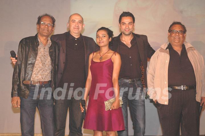 Virendra Sakshena, director Dev Benegal, Tanishtha, Abhay Deol and Satish Kaushik at Road movie media meet at Bandra, Mumbai on Wednesday Night