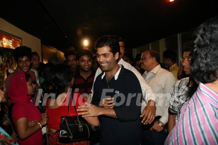 Filmmaker Karan Johar interacts with crowds at Cinemax at Andheri