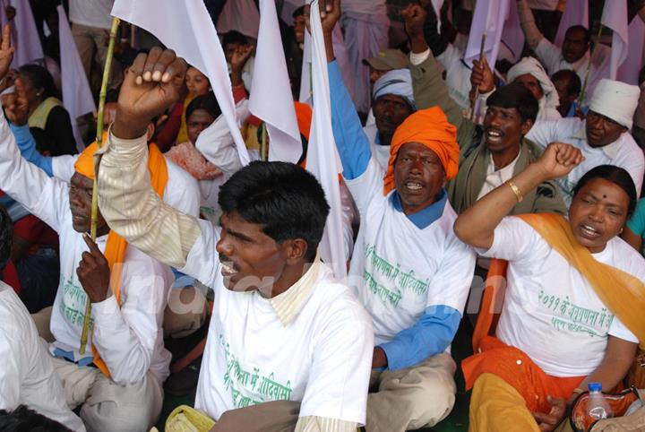 Tribal groups from several states across the country held a protest in New Delhi on Wednesday demanding they be listed under a distinct ''Religion Code'' in the 2011 population census Union Minister of Food Processing Industries Subodh Kant