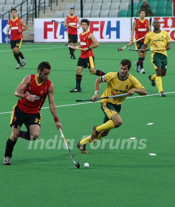 The match South-Africa Vs Spain during the Hero Honda Hockey World Cup on New Delhi, 28 Feb 2010