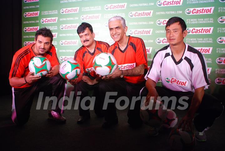 John and Bhaichung Bhutia at Castrol football event at Bandra, Mumbai