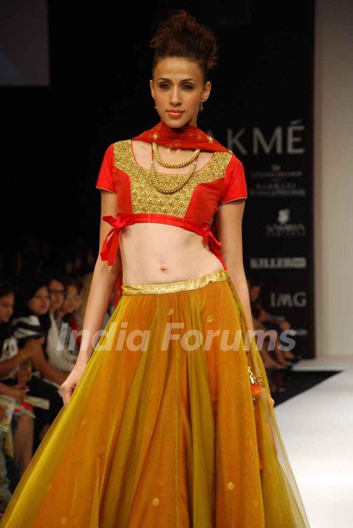 A model walk on the ramp for Nikasha Tawadey Show at Lakme Fashion Week 2010