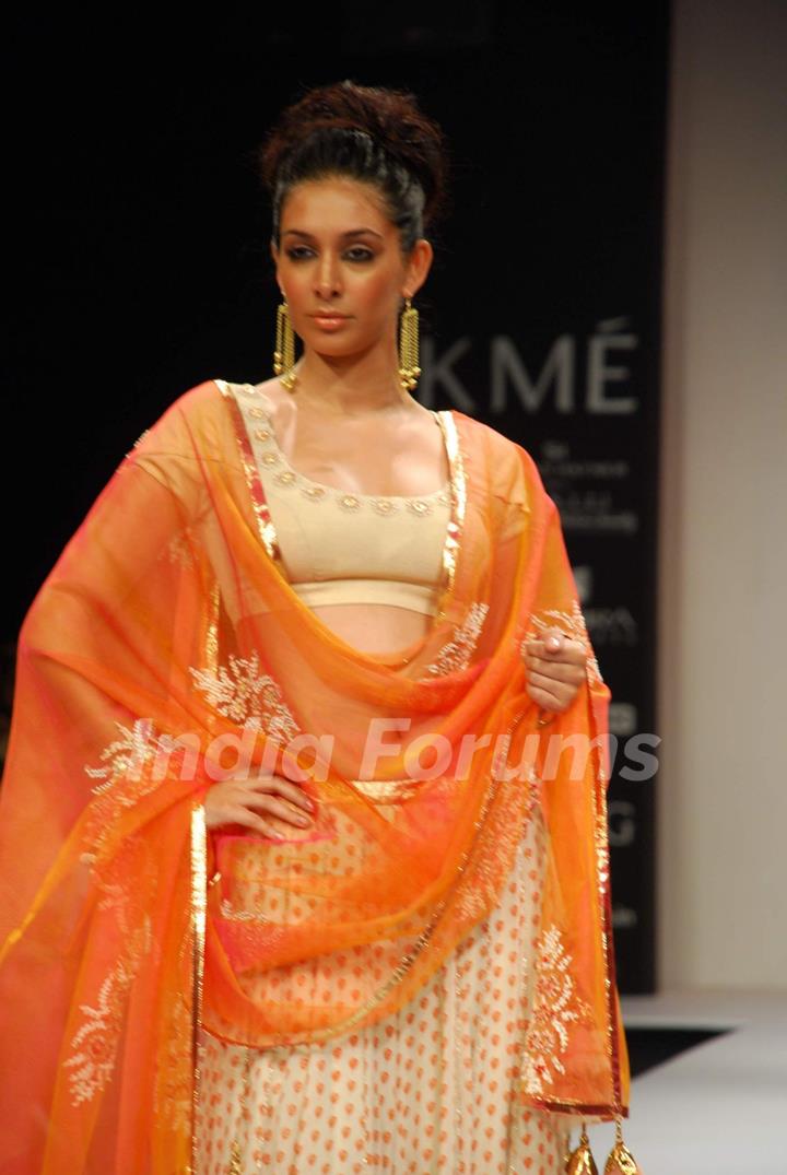 A model walk on the ramp for Nikasha Tawadey Show at Lakme Fashion Week 2010