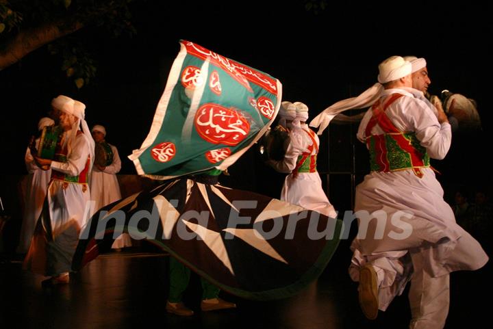 Egyptian folk troupe &quot;Al Tannoura&quot; performing during the International Festival of sacred arts at Indira Gandhi National Centre for Art, in New Delhi on Saturday 6 Mar 2010