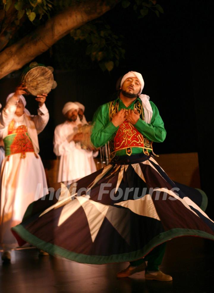 Egyptian folk troupe &quot;Al Tannoura&quot; performing during the International Festival of sacred arts at Indira Gandhi National Centre for Art, in New Delhi on Saturday 6 Mar 2010