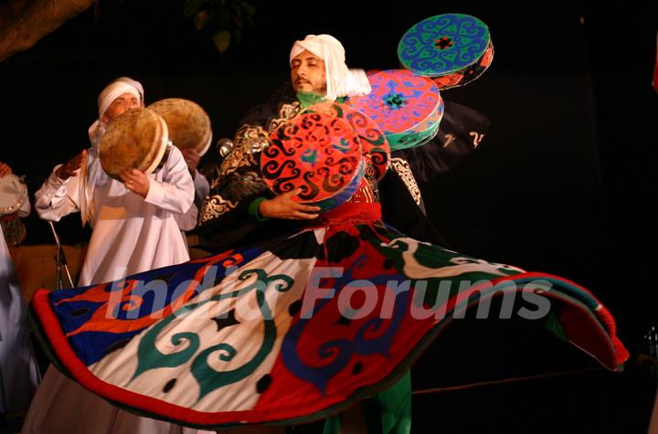 Egyptian folk troupe &quot;Al Tannoura&quot; performing during the International Festival of sacred arts at Indira Gandhi National Centre for Art, in New Delhi on Saturday 6 Mar 2010