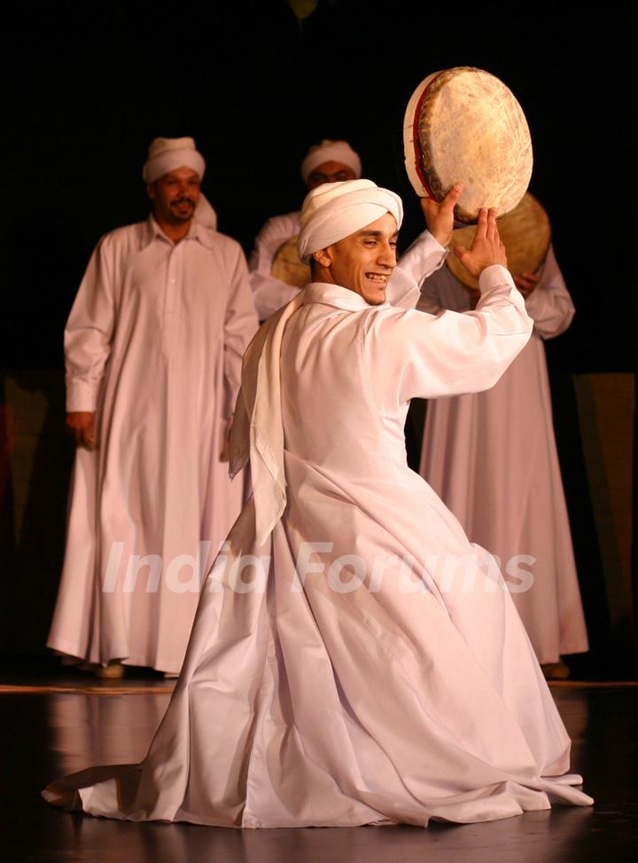 Egyptian folk troupe &quot;Al Tannoura&quot; performing during the International Festival of sacred arts at Indira Gandhi National Centre for Art, in New Delhi on Saturday 6 Mar 2010