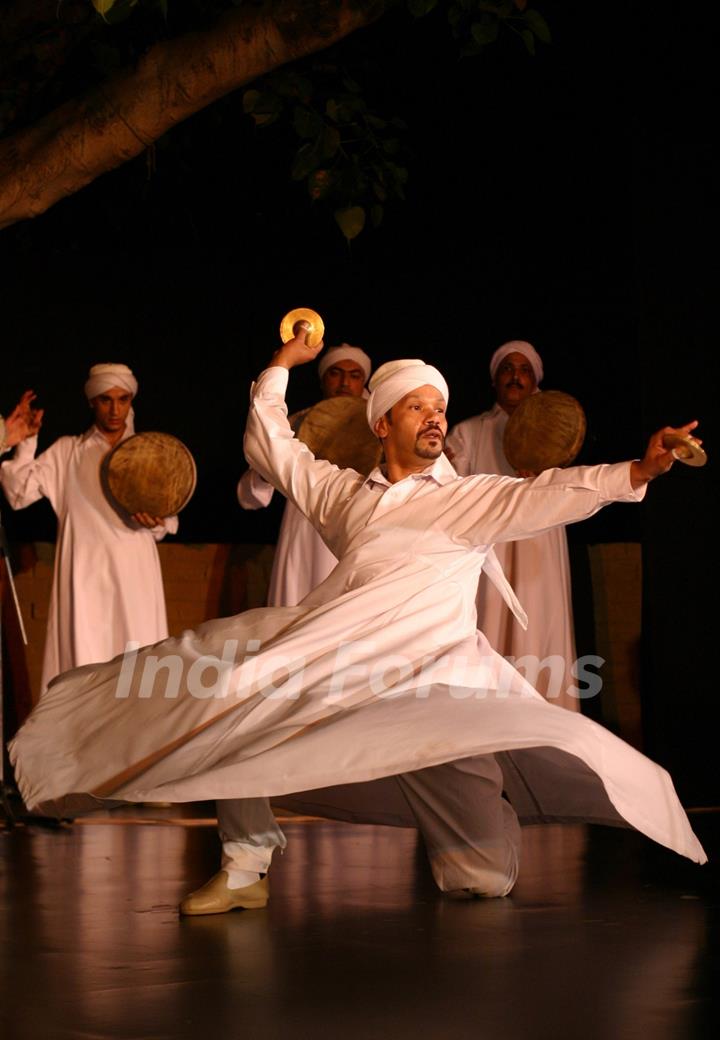 Egyptian folk troupe &quot;Al Tannoura&quot; performing during the International Festival of sacred arts at Indira Gandhi National Centre for Art, in New Delhi on Saturday 6 Mar 2010