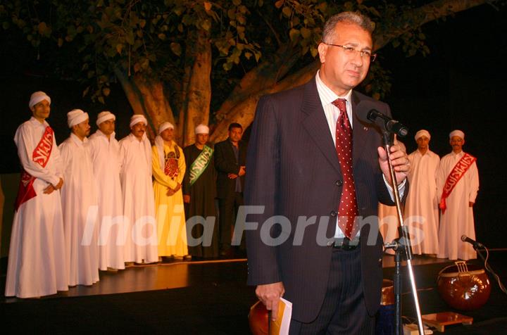 The Egypt Ambassador to India Dr Higazy with with the Egyptian folk troupe &quot;Al Tannoura&quot; during the International Festival of sacred arts at Indira Gandhi National Centre for Art, in New Delhi on Saturday New Delhi 6 March 2010