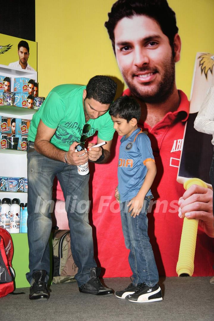 Cricketer Yuvraj Singh official merchandise launch at Inorbit Mall