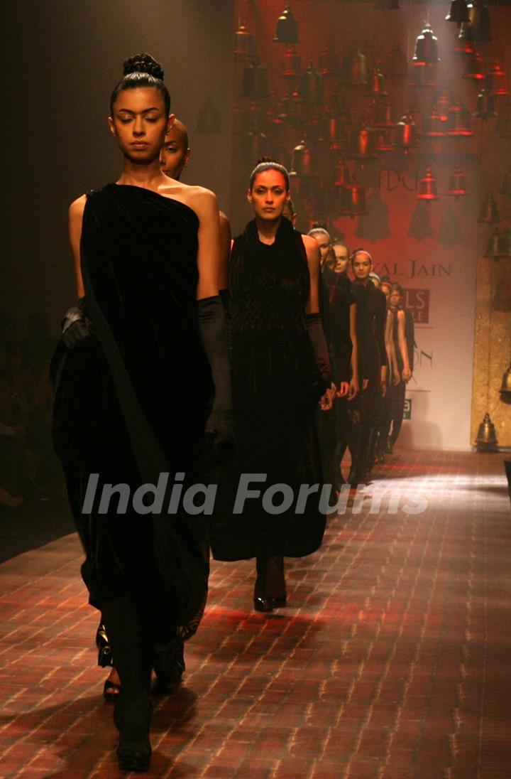 Models showcasing designer Payal Jain''s creation at the Wills Lifestyle India Fashion Week 2010, in New Delhi on Friday