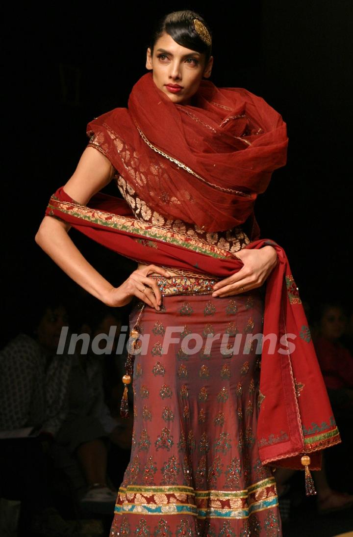A Model showcasing designer Rocky S creations at the Wills Lifestyle India Fashion Week 2010, in New Delhi on Friday