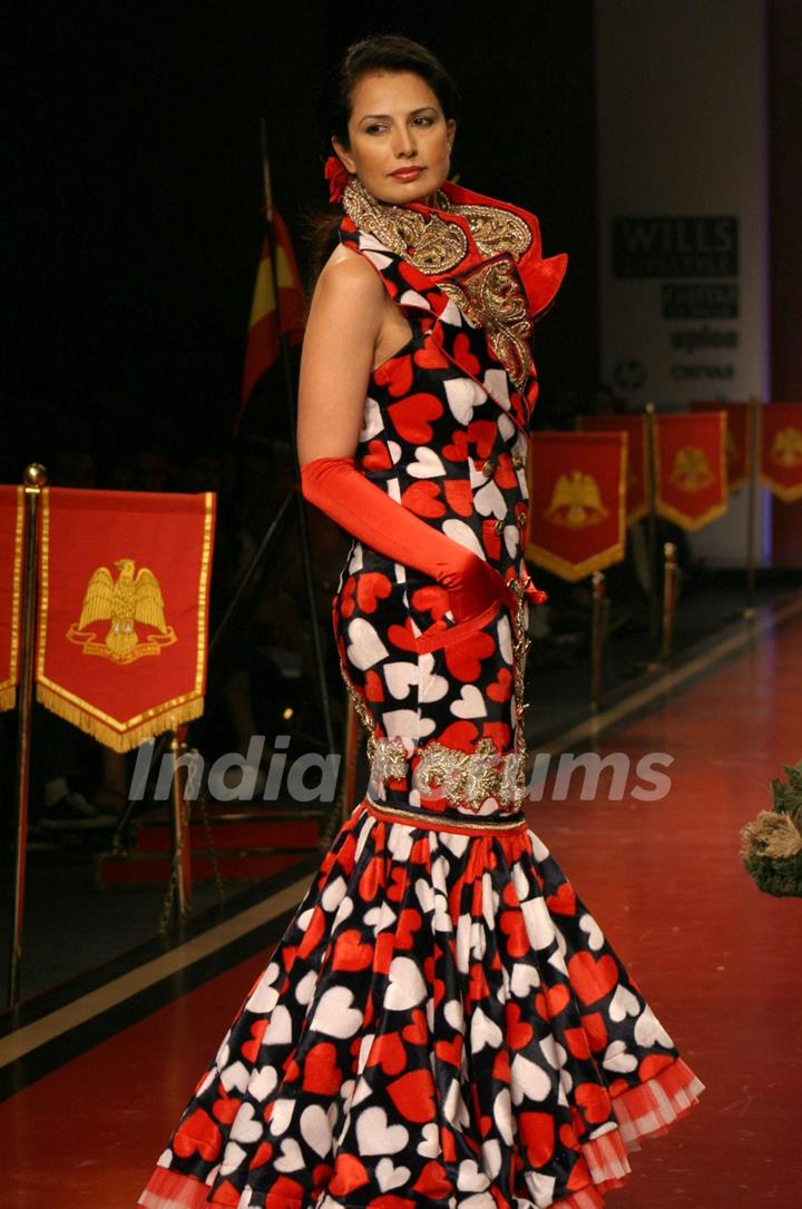 Designer Ritu Beri showcasing a her creation during the Wills Lifestyle India Fashion Week-2010, in New Delhi