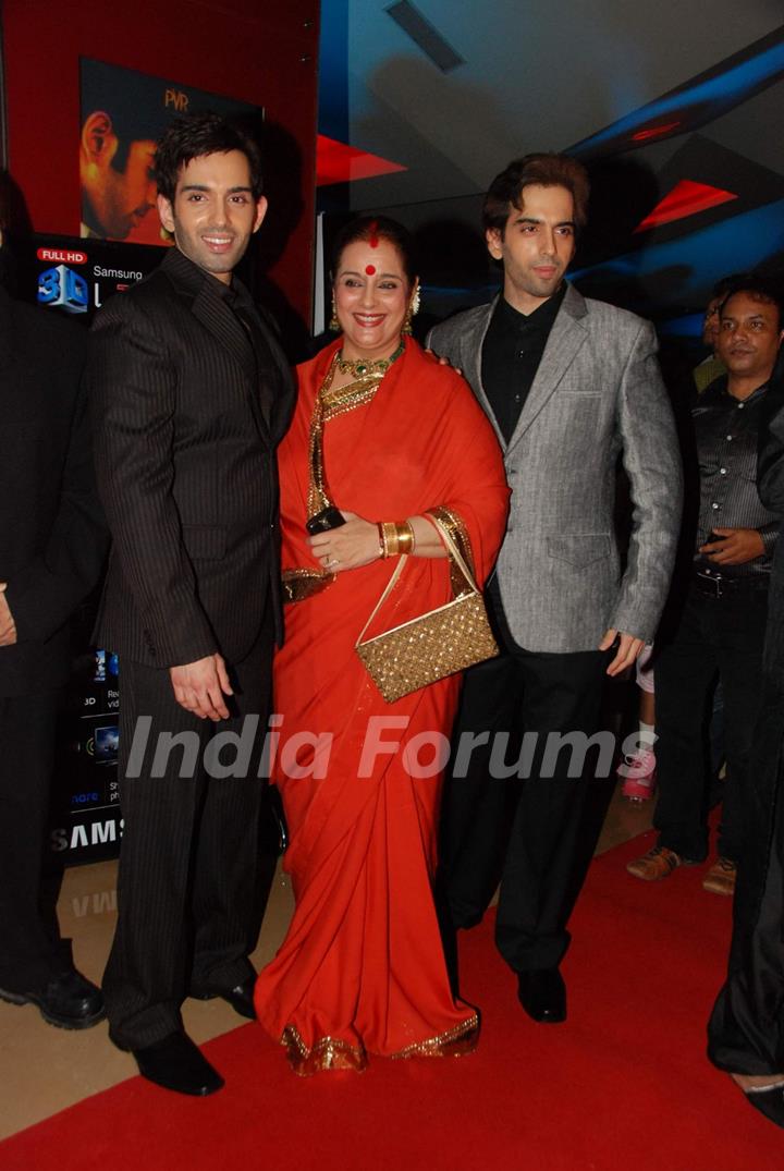 Poonam Sinha with Kush Sinha and Luv Sinha at Saadiyan film premiere