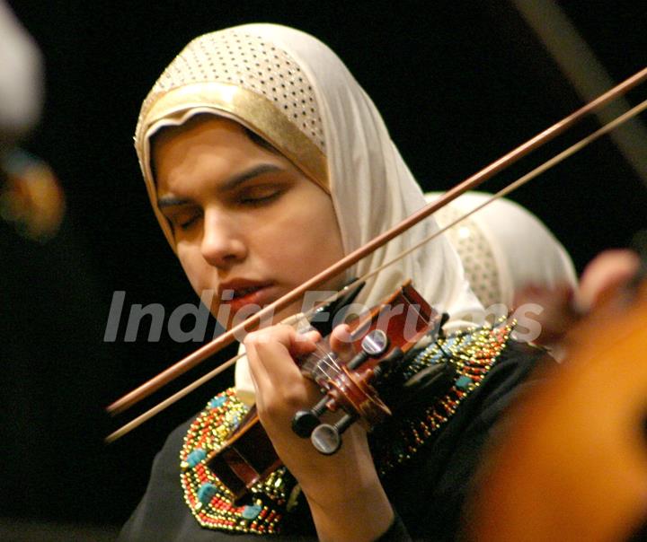 The Egyption Blind Grils Chamber Orchestra performing traditional westren and oriental classical music in New Delhi on Teusday