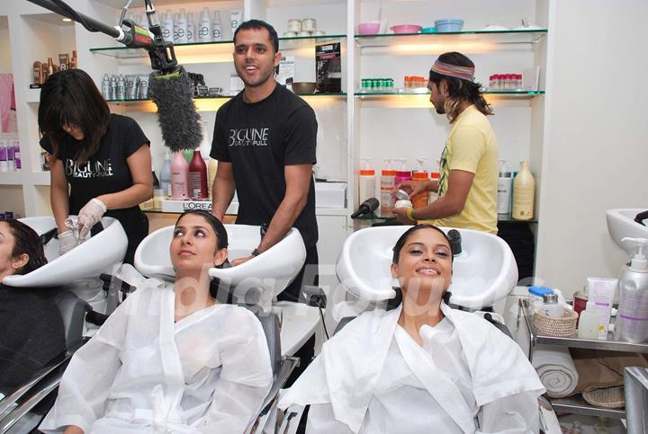 Participants of the Miss India contest getting hair spa at Bigune Spa at Bandra